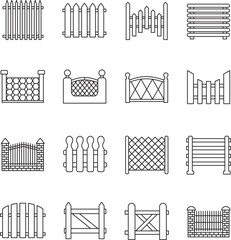 Fence icons set. Simple set of fence vector icons for web design on white background.