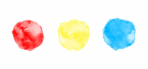 set of colorful circle watercolors on a white background