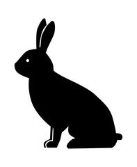 Rabbit silhouette as symbol of 2023. Black rabbit on white background. Vector