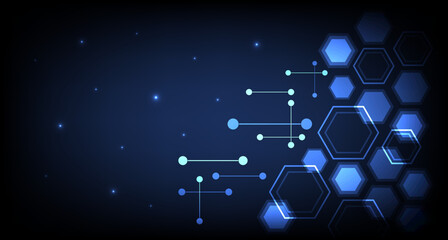 modern technology honeycomb design on blue background
