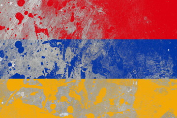 Armenia flag on scratched old grunge texture background