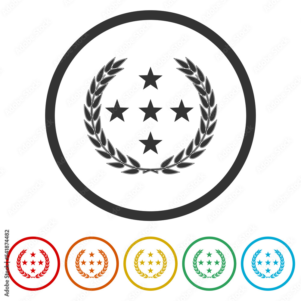 Poster laurel five stars icon. set icons in color circle buttons