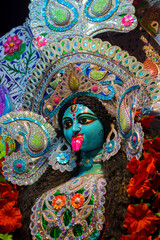 Selective focus of Hindu Mythological Goddess Devi Kali.