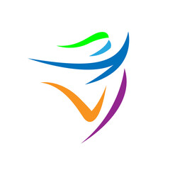 Abstract colorful swoosh figure leap in excitement