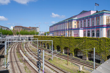 Fototapeta premium Copenhagen, Denmark - 2022: Outside frontal view of Palads Teatret in Copenhagen, Denmark which is a Scandinavian platform and centre for nordic film industry.