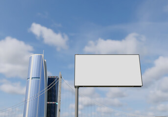 3D mockup blank billboard in downtown rendering