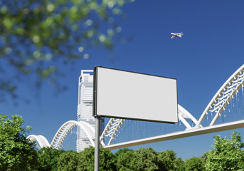 3D mockup blank billboard in downtown rendering