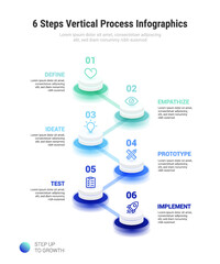 6 Steps Vertical Process Infographics