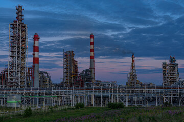 oil refinery against the background of the night sky