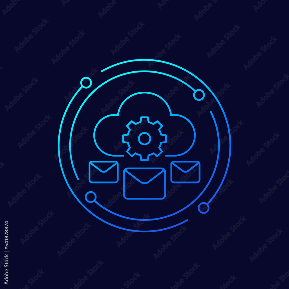 Poster email automation and saas icon, linear design