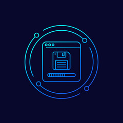 backup or copy files icon with a floppy disk, linear design