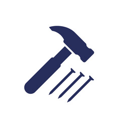 hammer and nails icon on white