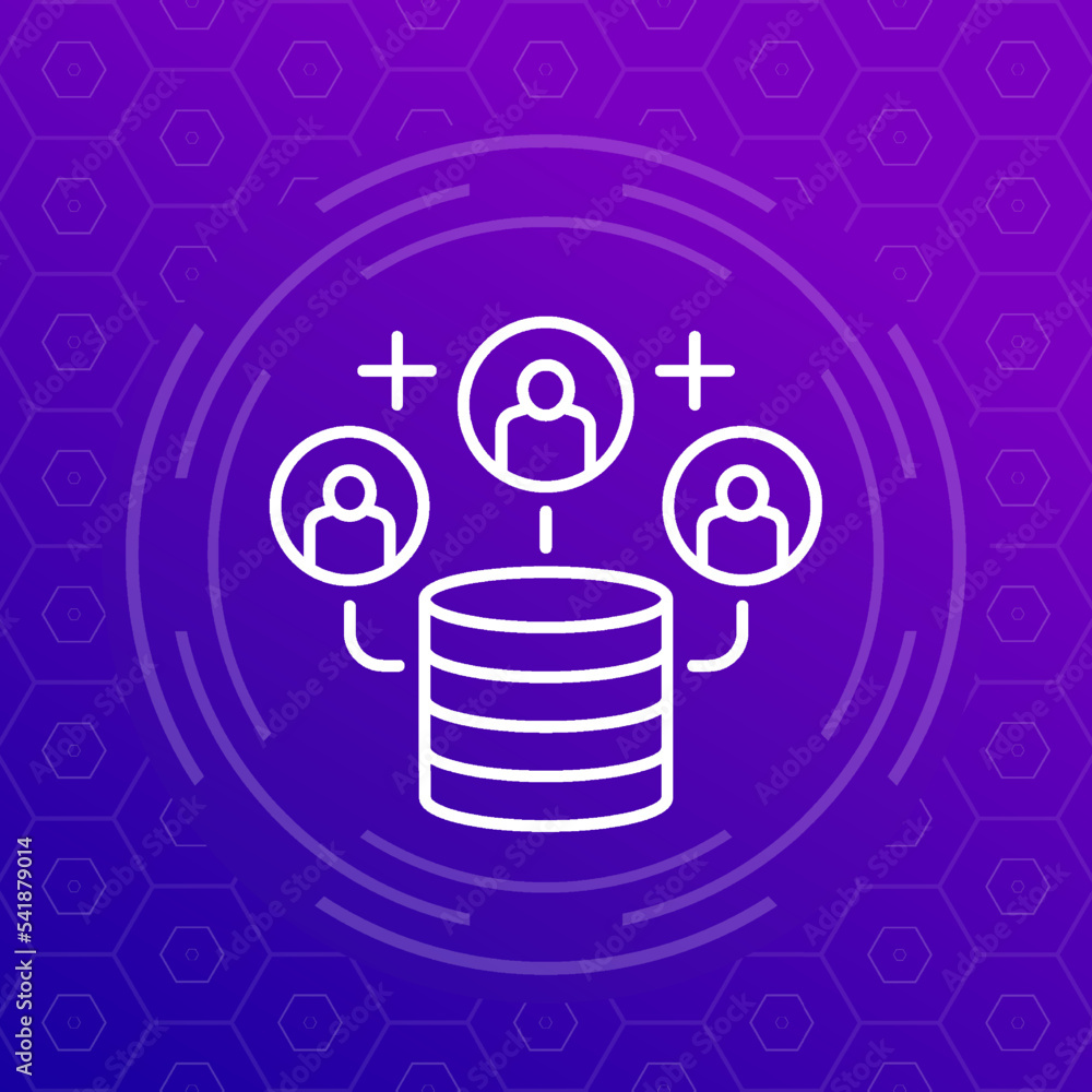 Poster userbase line icon with users, vector