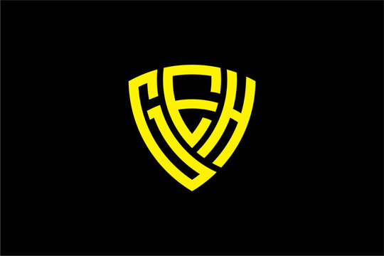 GEH creative letter shield logo design vector icon illustration