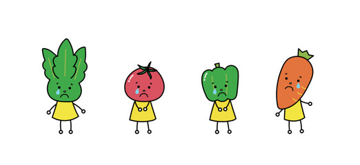 泣く野菜のキャラクターセット