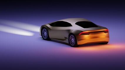 Obraz na płótnie Canvas Yellow Lamborghini 3d rendering low poly showoff