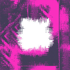 Abstract transparent halftone grunge texture border element.