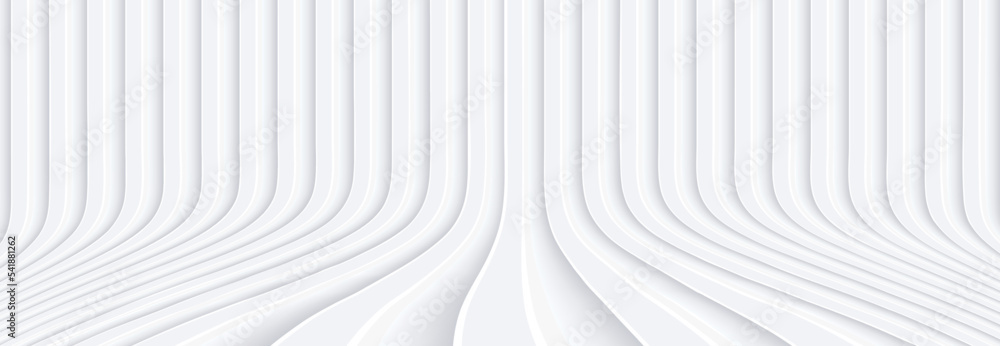 Poster white striped pattern background, 3d lines design, abstract symmetrical minimal white grey backdrop 