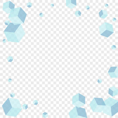 White Cubic Background Transparent Vector. Block Data Texture. Gray Geometric Style Card. Random Design. Grey Brick Box.