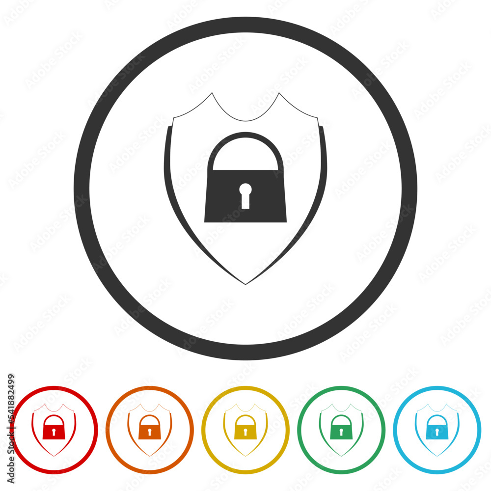 Poster security shield logo icon. set icons in color circle buttons