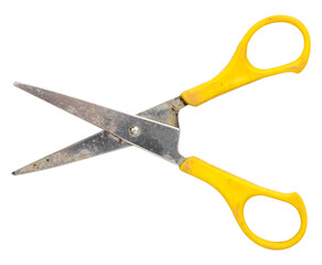 Yellow scissors isolated