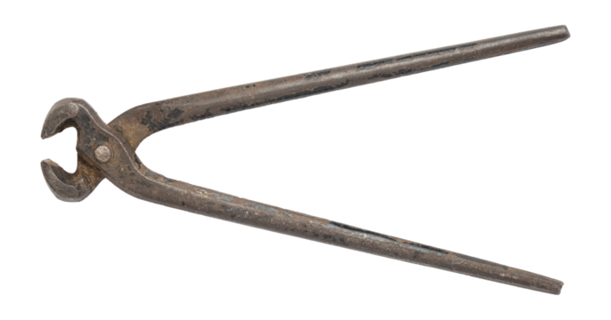 Pairs of old pincers and nippers isolated