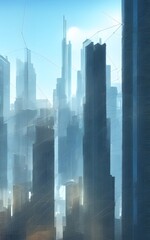Fototapeta na wymiar 近未来の高層ビル街