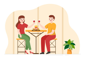 Fototapeta premium French Cuisine Restaurant with Various Traditional or National Food Dish of France on Flat Style Cartoon Hand Drawn Templates Illustration