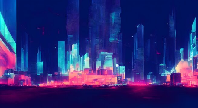 Cyberpunk Streets Illustration, Futuristic City, Dystoptic Artwork At  Night, 4k Wallpaper. Stock Photo, Picture and Royalty Free Image. Image  191177049.