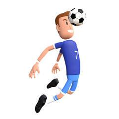 Fototapeta na wymiar Soccer player 3D character. Football player kick the ball 