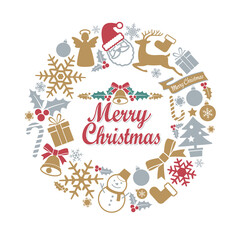 クリスマスリース　アイコンセット　イラスト