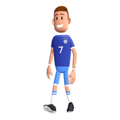 Fototapeta na wymiar Soccer player 3D character. Football player