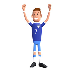 Soccer player 3D character. Football player winning celebration