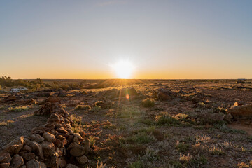 sunset over field 