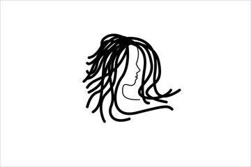 icon women long curly hair style,vector illustration