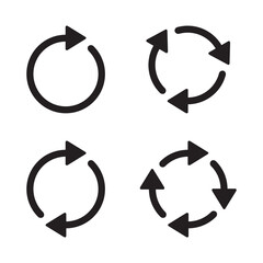 Arrows. Set of circle arrow vector icons. Refresh and reload the arrow icon collection. Recycle icon is simple. Circular vector arrows. Arrows right flat sign. Recycle Arrow icon.