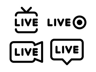 Streaming live icon set stream