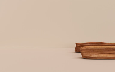 Minimalist Podium with Wooden Touches Background 3D Render