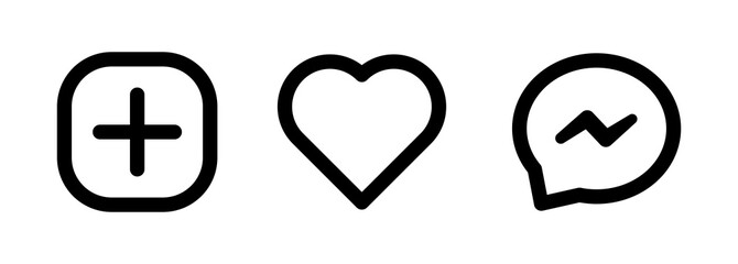 Create, Notification, Message. social media icon. add, activity. post, like, messages