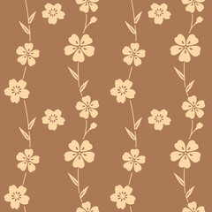 Japanese Pretty Flower Curl Line Vector Seamless Pattern