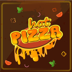 delicious hot pizza social media banner and text effect