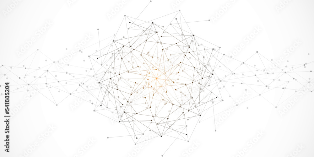 Fototapete Abstract fractal background and geometric pattern with connecting dots and lines