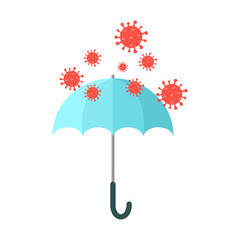 Umbrella with coronavirus isolate on transparent background.