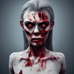 Zombie face, walking dead, undead, 3d render, illustration, zombie's head