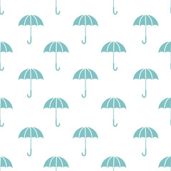 Fototapeta premium Blue Umbrella seamless pattern on transparent background.