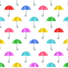 Fototapeta na wymiar Colorful Umbrella seamless pattern on transparent background.