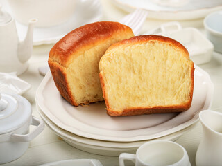 Homemade Soft Fluffy White Bread Loaf, Japanese Milk Bread