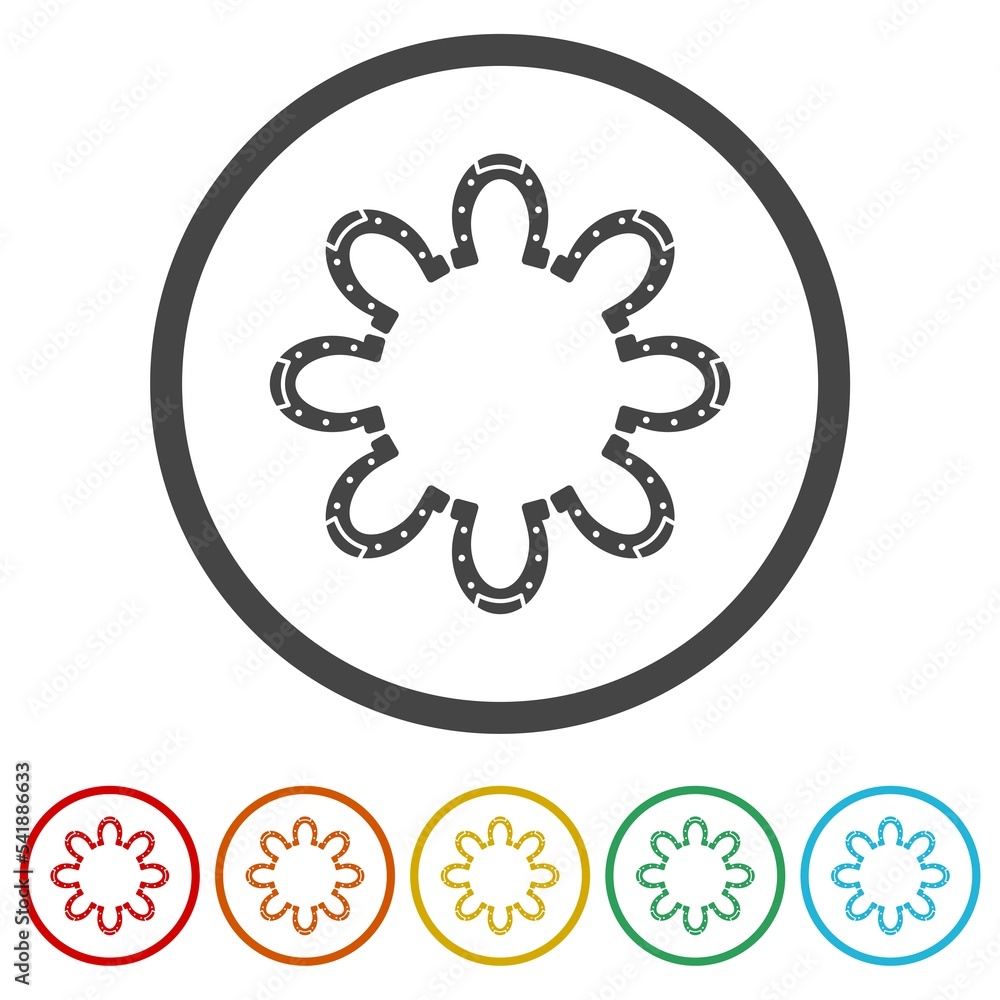 Poster horseshoe logo. set icons in color circle buttons