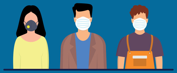 woomen and girl wear in face safety masks