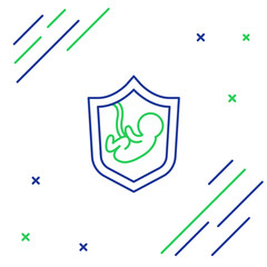 Line Life insurance with shield icon isolated on white background. Security, safety, protection, protect concept. Colorful outline concept. Vector